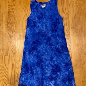 Hawaiian Blue Floral Print Summer Midi Dress